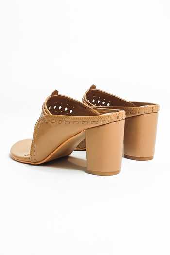 Buy_The Alter_Beige Cut Work Aisha Kolhapuri Block Heels _Online_at_Aza_Fashions