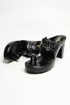 The Alter_Black Cut Work Aisha Prism Kolhapuri Block Heels _Online_at_Aza_Fashions