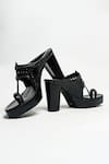 The Alter_Black Cut Work Aisha Prism Kolhapuri Block Heels _at_Aza_Fashions