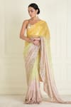Buy_Priyanka Jain_Yellow Georgette Embroidery Sequin Ombre Pre-stitched Saree With Bralette_Online_at_Aza_Fashions