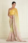 Shop_Priyanka Jain_Yellow Georgette Embroidery Sequin Ombre Pre-stitched Saree With Bralette_Online_at_Aza_Fashions