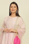 Priyanka Jain_Pink Chanderi Embroidery Dori Round Kurta Salwar Set _at_Aza_Fashions