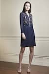 Buy_Mandira Wirk_Embroidered Navy Blue Dress_at_Aza_Fashions