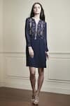 Mandira Wirk_Embroidered Navy Blue Dress_Online_at_Aza_Fashions