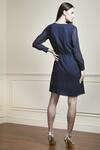 Shop_Mandira Wirk_Embroidered Navy Blue Dress_at_Aza_Fashions