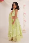 Buy_Mei & Zu_Green Brocade Blend Woven Leaf Tiered Lehenga Set _Online_at_Aza_Fashions