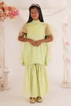 Buy_Mei & Zu_Green Georgette Embroidery Chikankari Kurta Sharara Set _Online_at_Aza_Fashions