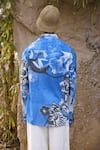 Shop_TRIUNE_Blue Voile Printed Animal Bali Button Down Shirt  _at_Aza_Fashions