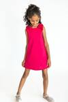 Buy_A Little Fable_Fuchsia Polyester, Neoprene Applique Floral Dress _at_Aza_Fashions
