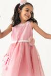 Buy_A Little Fable_Pink Polyester, Cotton Embroidery, Stardust Floral Applique Layered Dress _Online_at_Aza_Fashions