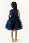 Shop_A Little Fable_Blue Polyester, Cotton Embroidery, Sequins Morning Glory Tiered Ruffle Dress _at_Aza_Fashions