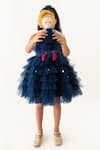 Buy_A Little Fable_Blue Polyester, Cotton Embroidery, Sequins Morning Glory Tiered Ruffle Dress _Online_at_Aza_Fashions