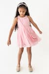 Buy_A Little Fable_Pink Tulle Embroidery Floral Applique Pleated Dress _at_Aza_Fashions
