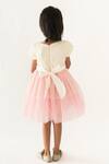 Shop_A Little Fable_Pink Polyester, Cotton Embroidery, Sequins Daisy Sprinkle Ombre Tiered Dress _at_Aza_Fashions