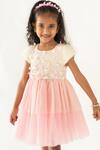 Buy_A Little Fable_Pink Polyester, Cotton Embroidery, Sequins Daisy Sprinkle Ombre Tiered Dress _Online_at_Aza_Fashions