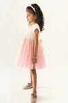 Shop_A Little Fable_Pink Polyester, Cotton Embroidery, Sequins Daisy Sprinkle Ombre Tiered Dress _Online_at_Aza_Fashions