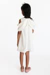 Shop_A Little Fable_Off White Neoprene Embroidered Bow Pearl Embellished Dress_at_Aza_Fashions