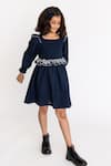 Buy_A Little Fable_Blue Cotton Embroidered Floral Voila Smocked Dress _at_Aza_Fashions