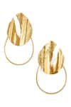Shop_Misho_Gold Plated Cut Work Handmade Textured Hoops_at_Aza_Fashions