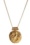 Buy_Misho_Gold Plated Minimal Leo Zodiac Carved Pendant Necklace_at_Aza_Fashions