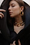 Buy_Misho_Gold Plated Plain Chunky Chain Hoop Earrings _at_Aza_Fashions