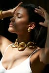 Misho_Gold Plated Plain Chain Link Choker Necklace _Online_at_Aza_Fashions