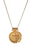 Buy_Misho_Gold Plated Carved Minimal Libra Zodiac Pendant Necklace_at_Aza_Fashions