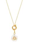 Buy_Misho_Gold Plated Pearl Libra Convertible Pendant Necklace_at_Aza_Fashions