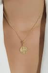 Buy_Misho_Gold Plated Textured Baby Libra Charm Pendant Necklace _at_Aza_Fashions