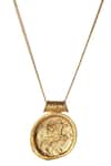 Shop_Misho_Gold Plated Carved Minimal Sagittarius Zodiac Pendant Necklace _at_Aza_Fashions