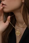 Buy_Misho_Gold Plated Carved Figaro Capricorn Zodiac Pendant Necklace _at_Aza_Fashions