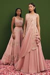 Vasavi Shah_Pink Blouse And Lehenga Tissue Silk Embroidered Zardozi Round Sequin Set _at_Aza_Fashions