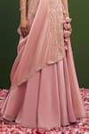 Buy_Vasavi Shah_Pink Tissue Silk Embroidered Zardozi High Neck Lehenga Set With Drape _Online_at_Aza_Fashions