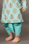 Shop_Little Brats_Blue Roman Silk Printed Floral Kurta And Dhoti Pant Set _Online_at_Aza_Fashions