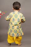 Shop_Little Brats_Yellow Roman Silk Printed Floral Pattern Kurta And Dhoti Pant Set _at_Aza_Fashions