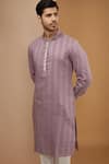 Buy Rng Safawala Purple Cotton, Silk Sequins, Embroidery Stripe Kurta Set Online at Aza Fashions Buy_Rng Safawala_Purple Cotton, Silk Sequins, Embroidery Stripe Kurta Set_Online_at_Aza_Fashions
