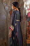 Shop_Rajiramniq_Black Twill Silk Embroidery Dori Nadira Floral Panelled Kurta And Palazzo Set _at_Aza_Fashions