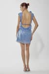 Shop_Deme By Gabriella_Blue Silk Sequins Round Neck Embellished Open Back Short Dress _at_Aza_Fashions