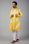 Buy_Nero by Shaifali and Satya_Yellow Georgette Embroidered Leheriya Pattern Thread Ombre Kurta Set_at_Aza_Fashions