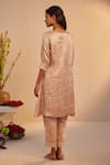 Shop_Shorshe Clothing_Pink Ribbed Brocade And Tissue Hand Embroidered Lace Metallic Kurta With Pant _at_Aza_Fashions