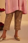 Shorshe Clothing_Pink Pure Silk And Tissue Hand Embroidered Zardozi Notched Sleeve Kurta With Pant _at_Aza_Fashions