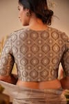 Shop_Shorshe Clothing_Grey Brocade Woven Floral Round Pattern Blouse _at_Aza_Fashions