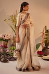 Shorshe Clothing_Ivory Net Embellished Lace Trims Shazia Border Saree _Online_at_Aza_Fashions