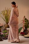 Shop_Shorshe Clothing_Beige Net Embellished Lace Trims Shazia Banarasi Brocade Border Saree _at_Aza_Fashions