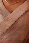 Buy_Shorshe Clothing_Beige Net Embellished Lace Trims Shazia Banarasi Brocade Border Saree _Online_at_Aza_Fashions