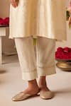 Shorshe Clothing_Ivory Brocade And Tissue Woven Geometric V-neck Pattern Kurta With Pant _Online_at_Aza_Fashions