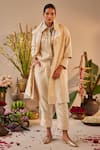 Buy_Shorshe Clothing_Ivory Satin Woven Floral Shirt Collar Plain With Pant _at_Aza_Fashions