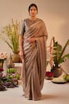 Buy_Shorshe Clothing_Grey Pure Silk Woven Stripes Saree _at_Aza_Fashions