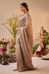 Shorshe Clothing_Grey Pure Silk Woven Stripes Saree _Online_at_Aza_Fashions