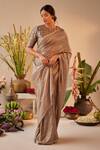 Buy_Shorshe Clothing_Grey Pure Silk Woven Stripes Saree _Online_at_Aza_Fashions